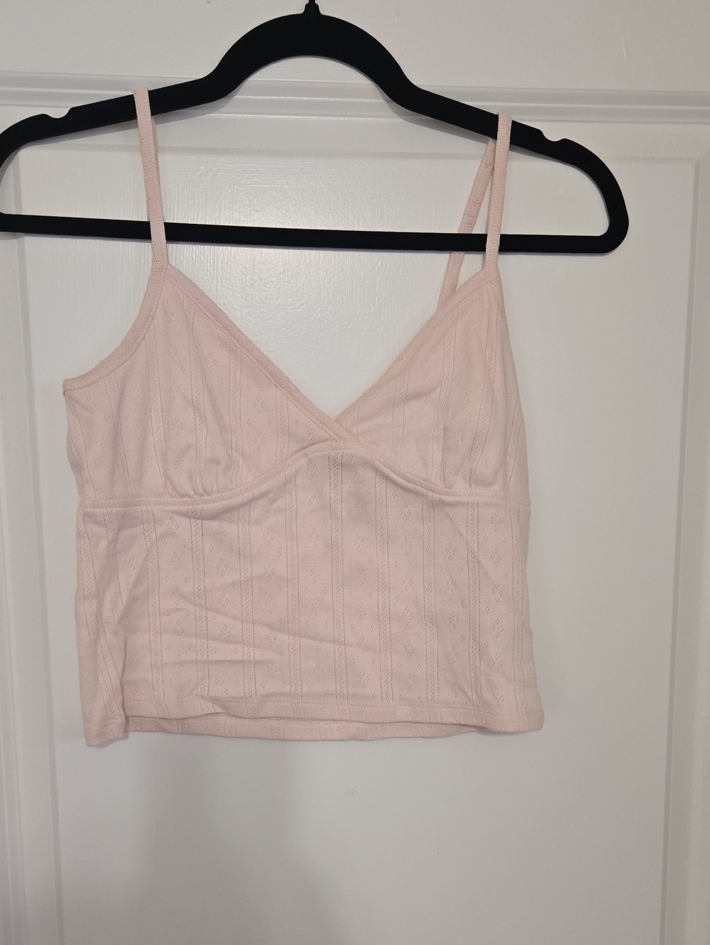 Cotton On Pale Pink Ribbed V-Neck Crop Top